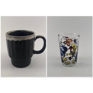 Vintage Drip Coffee Cup & Adorable Butterfly Hand Painted Juice Cup